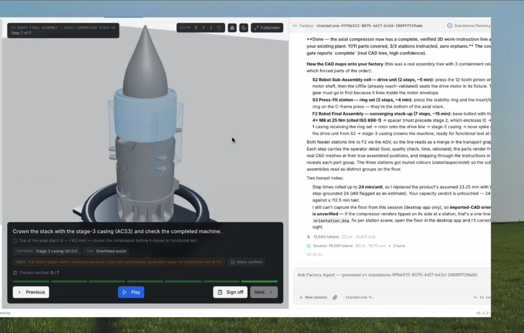 Completed assembly with the full verification summary